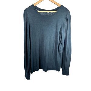Z SUPPLY Women's Cotton Crew Neck Puff Long Sleeve Top Green Size Large
